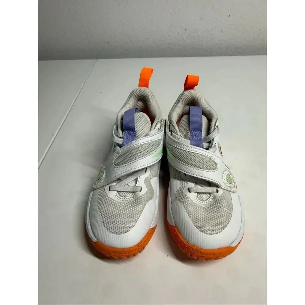 Nike Team Hustle D 11 Toddler Basketball Shoes White Orange Hook & Loop Size 11C